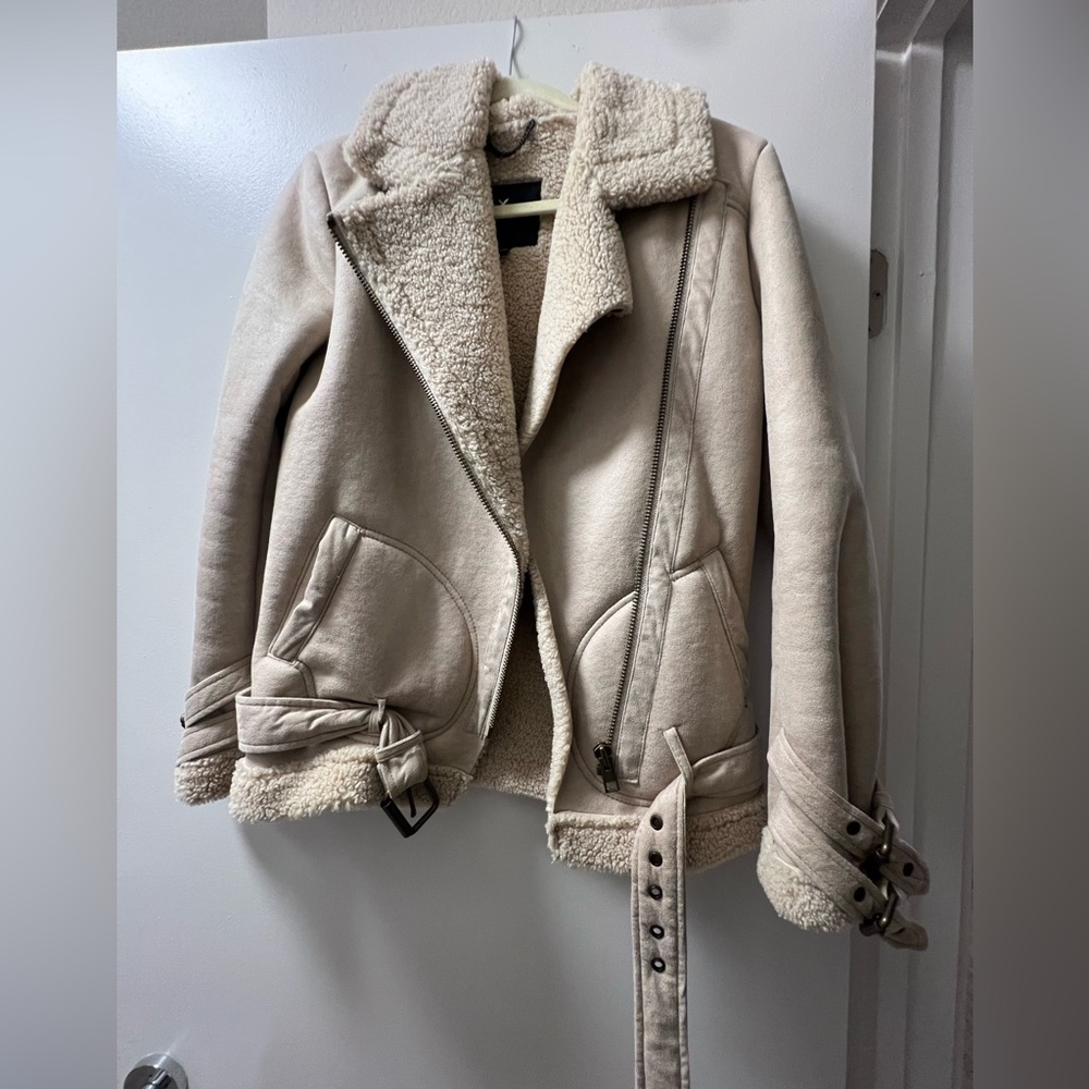American Eagle Outfitters Beige Teddy Jacket